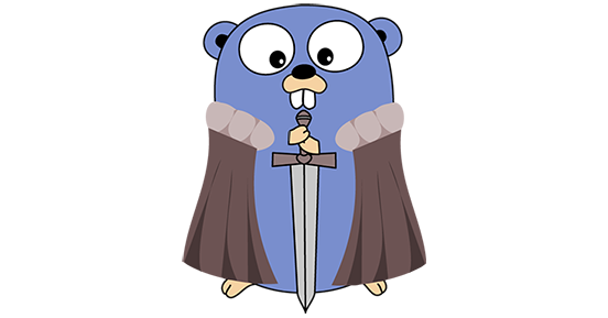 The Belfast Gophers gopher, in a cloak, holding a sword